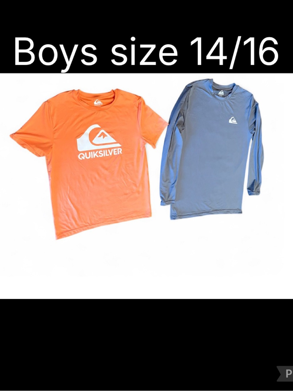 Quiksilver Boys Short Sleeve Tee & Long Sleeve Rash Guard - Orange & Blue Gray